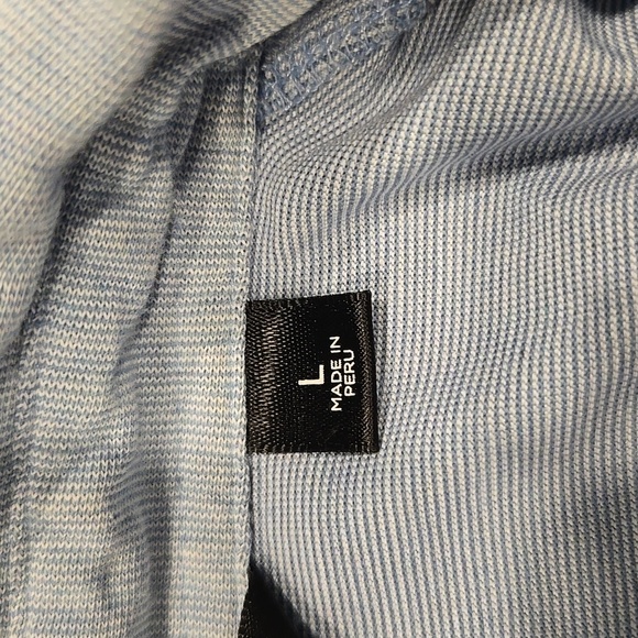 TRAVIS MATHEW PIMA COTTON BLEND  HEATHERED BLUE POLO SHIRT. SIZE LARGE. - Picture 4 of 9